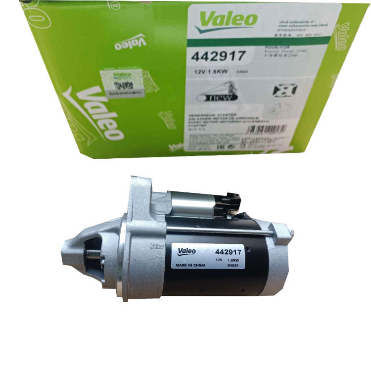 Starter motor with solenoid, on a white background